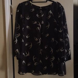 Banana Republic shirt with grey and white birds